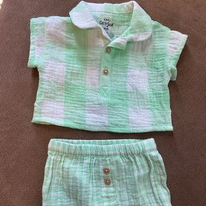 Cat & Jack Green Gingham Set